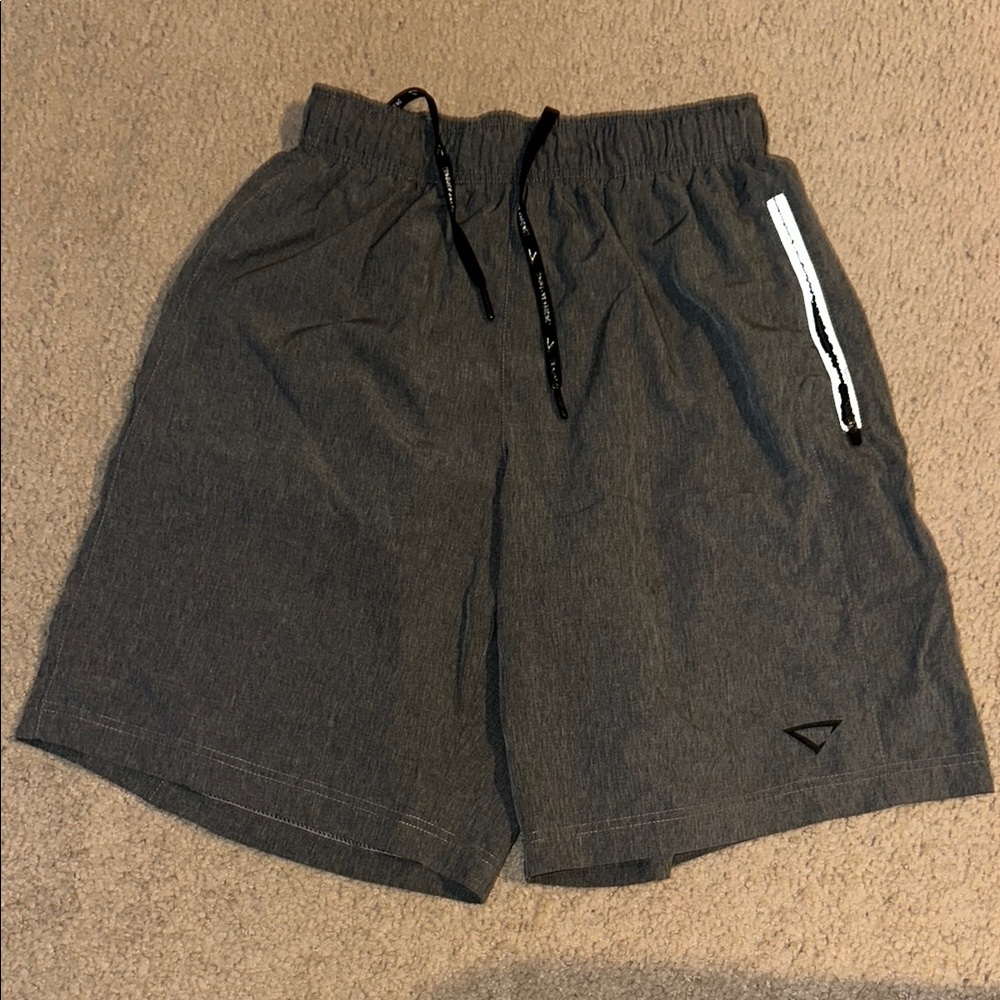 Gray Athletic Shorts with Elastic Waistband and Lightweight Fabric